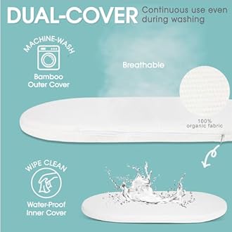 Baby Changing Basket Includes Diaper Caddy - Soft & Waterproof Dual-Cover, Portable, Changing Pad for Dresser & Changing Table, Gift for Baby Shower, Organic Cotton Rope