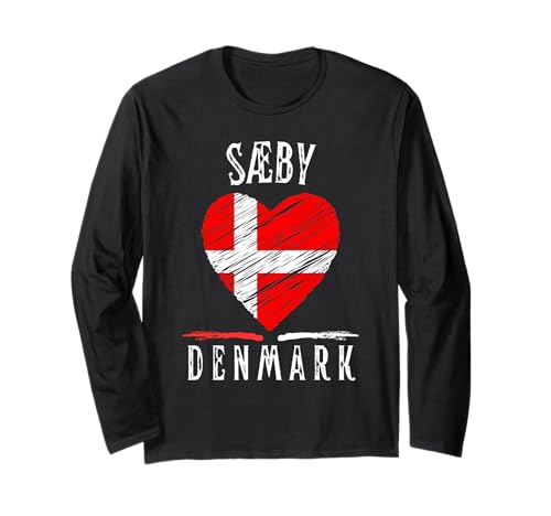 Denmark Flag Heart Saeby City Maglia a Manica