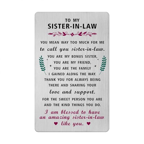 Mother's Day Card for Sister In Law - Gifts for My Sister-In-Law Birthday Wedding Easter Graduation Christmas Card