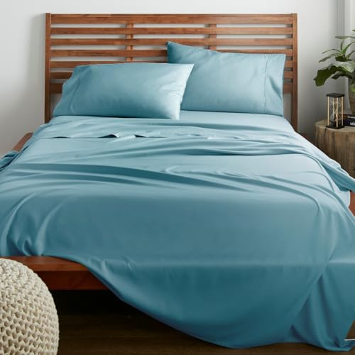 American Home Collection 3 Piece Twin XL Sheet Set - 16-Inch Deep Pocket - College Dorm Bedding - Ultra Soft Microfiber, Breathable, Easy Care, Wrinkle Free - Oeko-Tex Certified (Twin XL, Aqua)