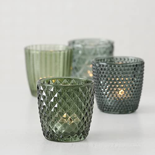 Teelichthalter Set aus Glas in Grün – 4er Windlicht Vergleich