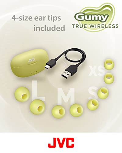 Image of JVC Gumy True Wireless Earbuds, Bluetooth 5.3, Charging Case, 24-Hour Playback, IPX4 Water Resistant, Comfortable Secure Fit with XS /S /M /L Earpieces, Built-in Mic for Calls, iPhone /Android /PC - HAA7T2