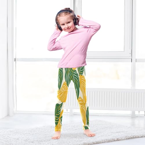 Toddler Girls Leggings Printed Yoga Pants Leggings Green Yellow Leaf for Kids4