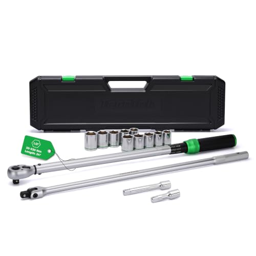TecoTek 14PCS 1/2 Inch Drive Torque Wrench Tool Set, Tire Change Kit, 30-330Nm/22.2-244.2FT.-LB, With 24" Breaker Bar, 3-Inch & 5-Inch Extension, 10 Sockets for American Cars, Trucks and SUVs