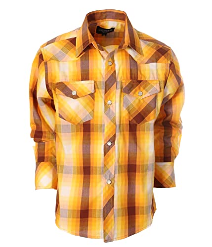 Image of Gioberti Boys Casual Western Plaid Long Sleeve Pearl Snaps Shirt