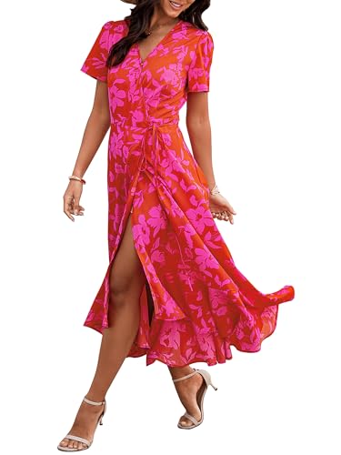 Ajpguot Vestido de Verano Mujer Impresión Maxi Vestidos de Playa Elegante Beachwear...