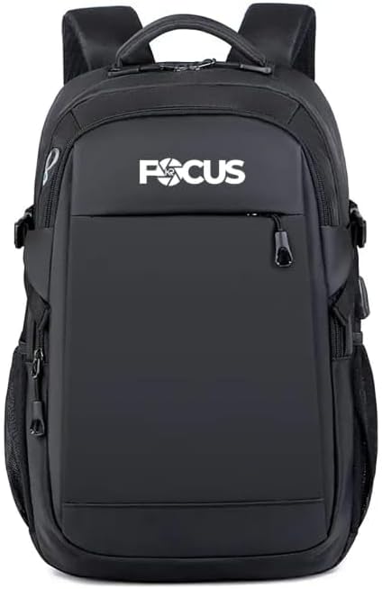 Focus Kr Beyond Travler Backpack (18.1") - Water Proof with USB Charging Port - Casual Daypack for Men & Women - Ideal for Work, College, Gift,Travel, Black