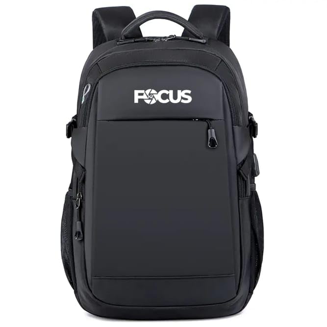 Focus Kr Beyond Travler Backpack (18.1") - Water Proof with USB Charging Port - Casual Daypack for Men & Women - Ideal for Work, College, Gift,Travel, Black
