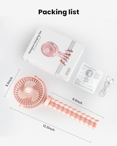 Portable Pram Fan, 5200 mAh Rechargeable Personal Fan, with 360° Rotate Flexible Tripod and TYPE-C Port 3 Speed Small Mini USB Clip-on Fans Can Handheld and Desk for Stroller Car Seat Crib Outdoor — view 6
