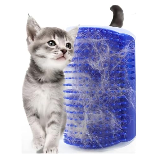 Escova Massageadora para Gatos 2 em 1 – Tira Pelos e Massagem com Catnip, Fácil de Montar e Aderir