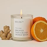 Below 60 by Hilary Duff Scented Candle | Brighter Than A Blood Orange Moon | Essential Oil-Based | Hand-Made with Paraffin-Free Soy Wax | 100% Cotton Wick | 50 hr Burn Time | Orange & Ginger (10oz)