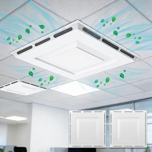 24"x24" Ceiling Vent Deflector 4-Way Air Diverter for 2x2 FT Drop Ceiling Grids No-Tools Installation Commercial Airflow Redirector for Offices, Classrooms, and Commercial Spaces (1Pack)