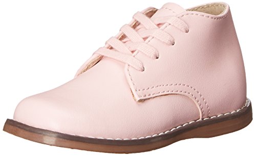 Footmates Tina Lace-Up Leather Saddle Bootie Baby Walking Shoes Dress Sneakers With Wide Toe Box, Custom-Fit Insoles, Non-Marking Outsole, Pink - 4 Toddler (1-4 Years) #TOP22