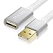 Produktbild 3m Nylon USB 2.0 Verlängerung weiß, A-A Verlängerungskabel, Aluminiumstecker, Stoffmantel