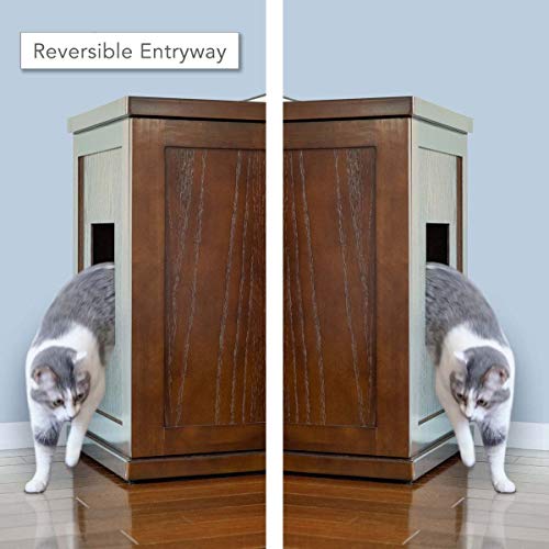 THE REFINED FELINE Cat Litter Box Enclosure Cabinet, Hidden Litter Tray Cat Furniture, Large + XLarge, Modern Style, Mahogany Color - Thumbnail 4
