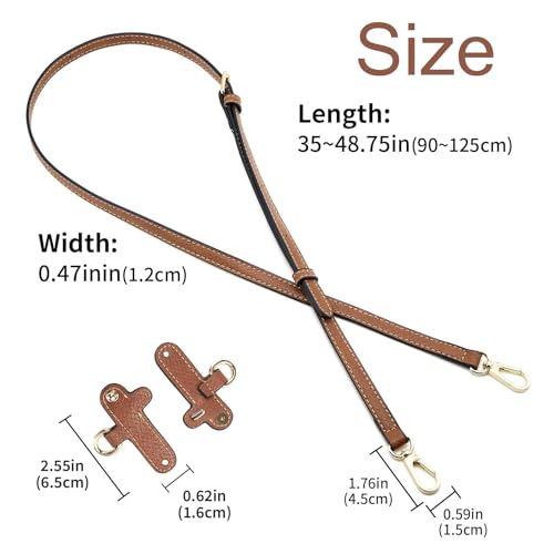 Manqyi Bandoulière pour Sac à Main Femme, Mini Sangles Femme de Sac avec 2 Adaptateurs, No-Punch 1.2cm Réglable Sangle Cuir, pour Petits Sacs à Main(Marron) – vue 2