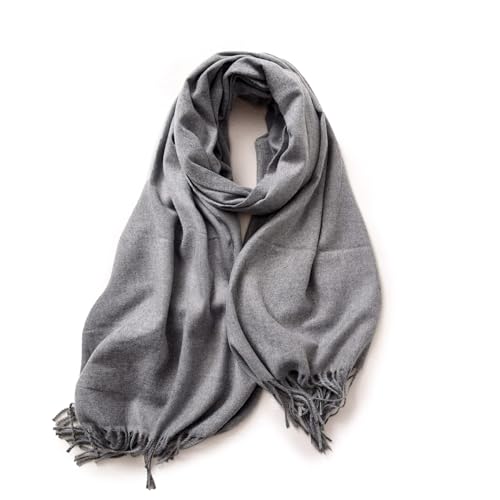 KARMA.DIEM Premium Schal – Cashmere & Merino Touch – Super Soft & Warm – XXL 180x65 cm – Damen & Herren – Farbe: Silbergrau – Stilvoll, Pflegeleicht & Geschenkidee