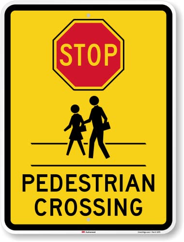 SmartSign "Stop - Pedestrian Crossing" Sign | 18" x 24" 3M Engineer Grade Reflective Aluminum
