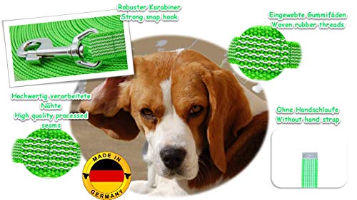 Twinkys Dog Style Schleppleine Hundeleine gummiert 20 mm breit für Hunde bis 50 kg - OHNE Handschlaufe 7,5 Meter Neon Grün Made IN Germany