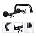 gotonovo Wall Mount Kitchen Faucet 8 Inch Center 9 Inch Spout Reach 2 Cross Handle Matte Black Victorian Kitchen Sink Faucets