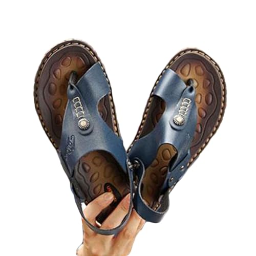 Comfortable Leather Bunion Corrector Sandals Men, Durable Men's Sandals Bunion Relief(Blue,7)