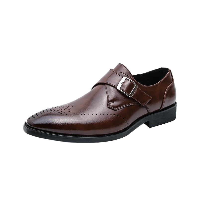 Dress Oxford Shoes for Men Slip On Burnished Toe Monk Italian Dress Shoes Men Wedding Shoes Casual Loafer Designer Flat Shoes Non Slip Anti-Slip Walking