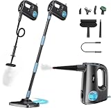 Olvy Scopa a vapore e pulitore a vapore 2 in 1, 1200 W ad alta pressione per pavimenti duri e tappeti, 3 livelli di vapore, 12+ accessori, cavo da 5 m