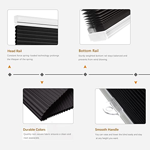 Changshade Blackout Cellular Shades Cordless, Top Down Bottom Up Blinds For Windows, 1.5'' Single Cell Pleated Honeycomb Window Shades For Bedroom, Child Room, 34" W X 72" H, Black, Cel34Bk72E #TOP2