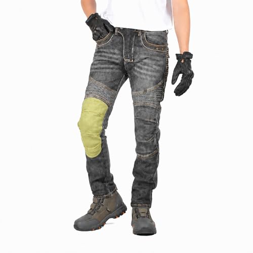 Pantalones De Moto para Hombre, Vaqueros De Moto para Hombre, Vaqueros para Hombre, Corte Ajustado Elástico, Pantalones De Trabajo, Estilo Urbano Informal, Looks para El Día A Día (Negro,M)