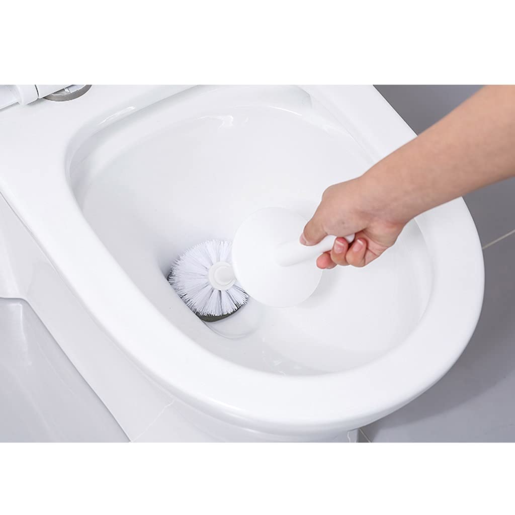 Escobillas de Baño/Escobilla WC Soporte de cepillo de inodoro for el hogar de piso de pie, inodoro, cepillo, conjunto de baño, brocha de limpieza de mango largo 360 °, sin ángulo muerto, cepillos blan