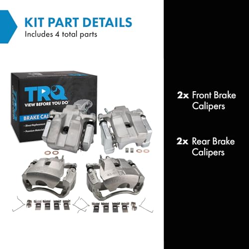Image of TRQ Front and Rear Brake Caliper Set Caliper Brackets Hardware Compatible with 07-11 Toyota Camry Japan Built Models 1st VIN Digit J 07-11 Lexus ES350 12 Lexus ES350 To 8-31-11 Production Date