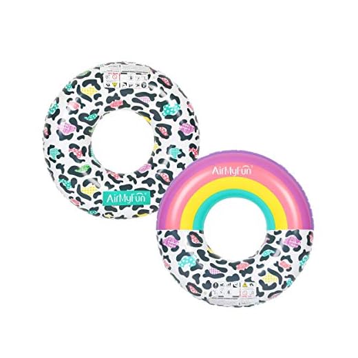 Airmyfun - Pack De 2 Boyas Hinchables Redondas Xxl Para Piscina Y Playa Ultra Confort Flotador Deluxe – Pack Twin Donut Leopard Ø120 Cm