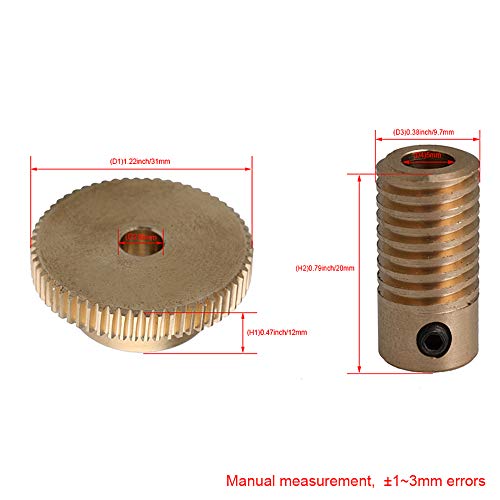 Image of 0.5 Modulus Brass Metal Speed Reducer with 60 T Wheel 5mm Bore Gear Shaft (Pack of 2)