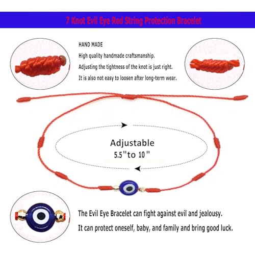 Evil Eye Bracelet for Women Men 7 Knot Red String Protection Blue Easter Bracelet Mal Be Ojo Mexican Energy3