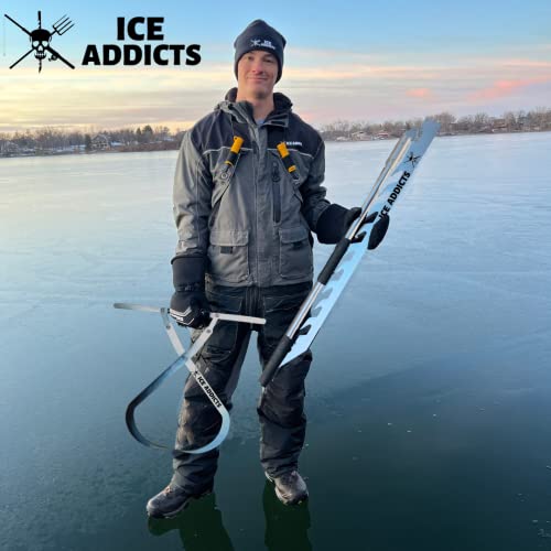 Ice Addicts Ice Fishing Tongs For Spearing / Sight Fishing. One Handed / Two Handed Option. Auto Clamp. Galvanized Steel For Anti-Rust / Anti-Corrosion. Perfect To Use With Ice Saw #TOP3