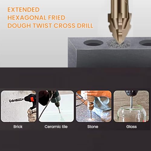 Image of Serplex Power Drill Bits Set, 7-Piece (3-12mm), Alloy Steel Carbide-Tipped, 4-Edge Sawtooth, Hex Shank Hole Opener Industrial Strength Alloy Steel Carbide Drill Bits for Concrete, Tile, Glass, Marble