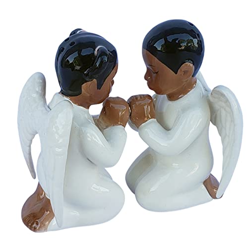 African American Praying Angels Ceramic Salt and Pepper Shaker Set