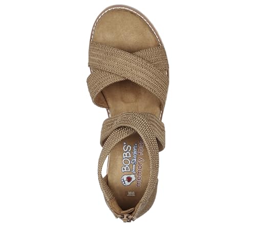 Skechers Skechers BOBS womens Ankle-Strap Sandal, Tan, 6 US