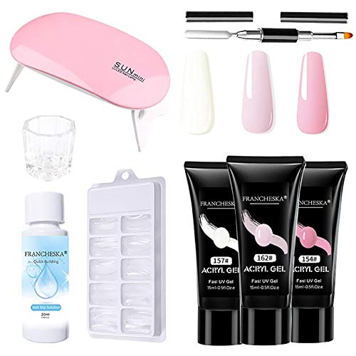 Kit de extensão de unhas, kit de unhas gel de extensão de poliéster, kit de unhas de gel conjunto pr