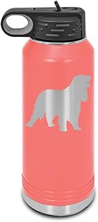English Cocker Spaniel Laser Engraved Water Bottle Customizable Polar Camel Stainless Steel with Straw - Dog Canine pet Coral 32 oz