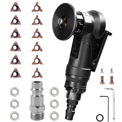 Mini machine à chanfreiner pneumatique,Machine à chanfreiner pneumatique 2 en 1,Machine à chanfreiner pneumatique manuelle,30000RBM pour l'ébavurage du chanfrein (6 R+6C inserts+6 roulements)