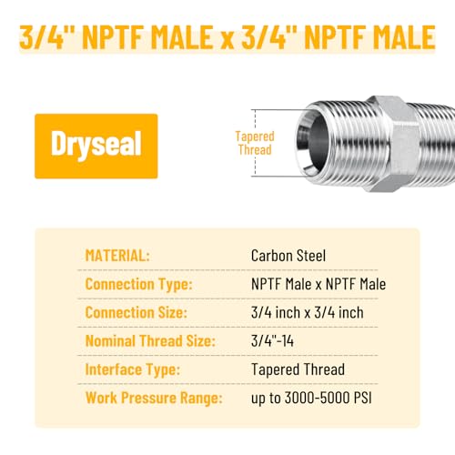 Image of 10 Pack Hydraulic Adapter Fitting: 3 /4 inch NPTF Male x 3 /4 inch NPTF Male