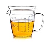 Teemall Measuring Cup with a Lid Clear with Blue Measurements 8oz/250ML