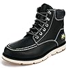 Jacata Mens Work Boots Moc Toe Wedge Botas De Trabajo Para Hombre Soft Toe Non Slip Industrial Construction Leather Boots/Shoes For Men Women