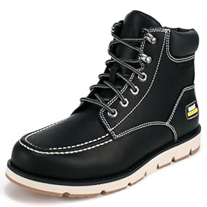 Jacata Mens Work Boots Moc Toe Wedge Botas De Trabajo Para Hombre Soft Toe Non Slip Industrial Construction Leather Boots/Shoes For Men Women