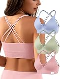 4Leezy Sports Bra for Women- Seamless Wireless Soft Bralette with Comfortable Padded and Nice Racerback Workout Tops Cami Crop Tank S-XXL