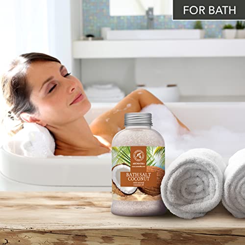 Bath Sea Salt Coconut 21.16 Oz (600G) - Bath Salts With Natural Coconut Oil For Bath Soak - Relaxing Bath - Body Care - Muscle Relaxation - Good Sleep - Aromatherapy Bath Salts - Herb Bath Salt #TOP5