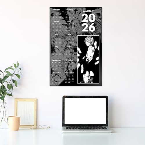 Image of 2026 Anime Calendar - Light Yagami from Death Note | 12 inch x 18 inch size | Wall Decoration Aesthetic Calendars