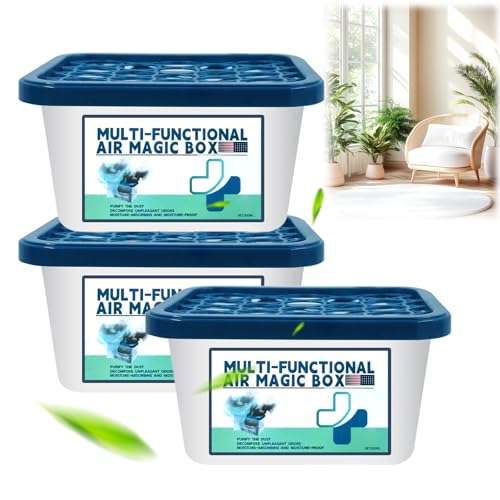 Multi-Functional Air Magic Box Automatic Dust Collection Purifies Air Purification Dust Removal Mic Box for car Bedroom New House Office Closet Automatic Dust-Sucking (3PCS)