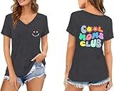 Ascrazy Mama V Neck Shirts for Women Mama Mommy Mom Bruh Life Tshirt Cool Moms Club Tee Mothers Day Tops Grey